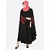 Designer Kaftan abaya with embroidery work-Black and Red